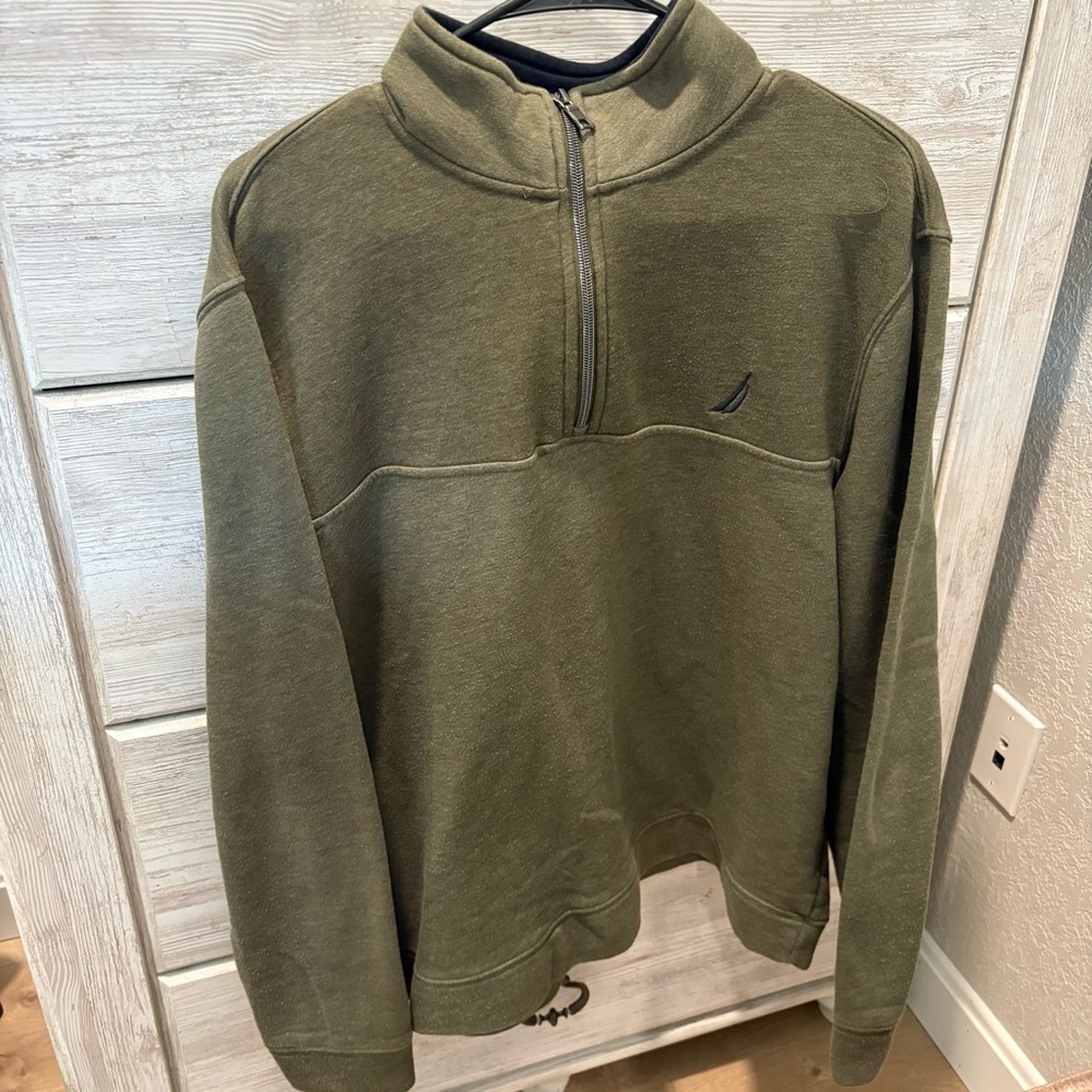 Nautica Olive Green Half-Zip Pullover Sweater